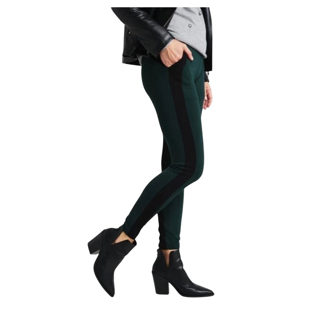 Betabrand Black Green Ponte Knit Yoga Dress Pant Medium Petite